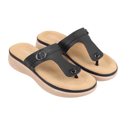 Image of Lazera Womens Ultimate Comfort Flat Casual Chappal Black