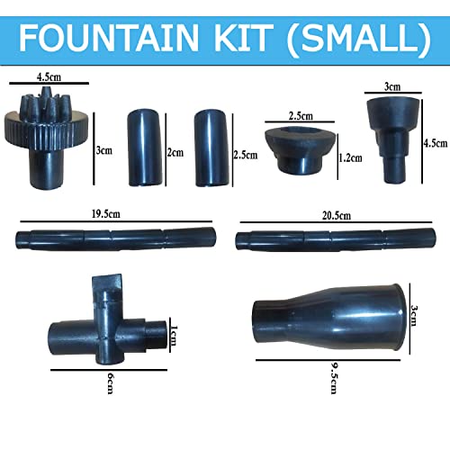 Fountain kit for Garden for Home Decoration Outdoor, Sprinkler Fountain Kit Head Set Nozzle Extension for Garden and Pond Submersible Water Pump (Fountain Kit - Small)