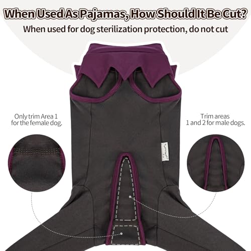 Image of FUAMEY Dog Recovery Suit with Rear Leg Sleeve Dog Onesie After Surgery | Zip-Up Dog Onesies for Female Male Spay Neuter Surgery,Dogs Pants to Prevent Licking Wounds on Thigh Incision Joints Grey XL
