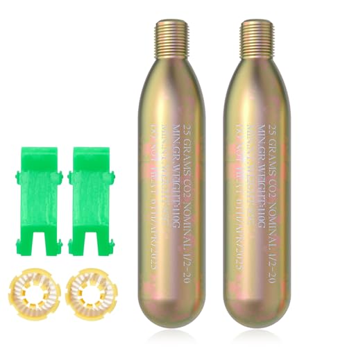 24G Co2 Cartridge Cylinder for Life Vest Accessory for C02 PFD Rearming Kit for Auto/Manual Inflating Life Jacket for Adult Used for Fishing Surfing Sea/Ocean Activities 2Pack