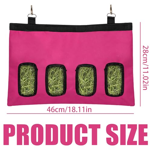 Kaninchen Heutasche Meerschweinchen Hängende Kleintiere Heutasche Schweine-Heu-Futterautomat, hängende Heufütterung mit 4 Löchern für kleine Haustiere (Rose Rot)