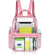 Mildbeer Small Clear Backpack, Stadium Approved 12x12x6 Clear Backpack for Women with 2 Bottle Ho...