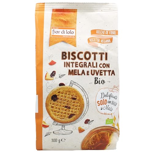 Biscotti integrali con mela biologica e uvetta - Dolcificati con succo di mela - Biscotti di qualità premium - 300 g