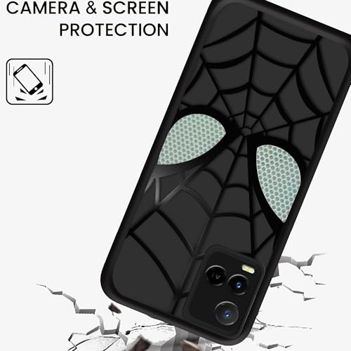 Image of Stylish Spider Back Case Cover Compatible for Vivo Y21 / Y21T / Y21A / Y21e / Y33s / Y33T / T1x | Spidey Face Mask Case | Soft Silicone | Camera & Full Body Protection | Shock Proof | (Black)