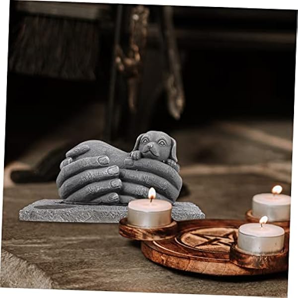 PATKAW 2 Stuks Grafsteen Bureau Topper Bruiloft Decoratie Theelichten Kaarshouder Standbeeld Hond Grafsteen Markers Hond Kaarshouder Huisdier Herdenkingsdecor Huisdier Rouw Kandelaar