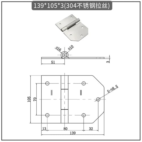 Grande charnière inox 304 pour aménagement d'atelier durable - 3