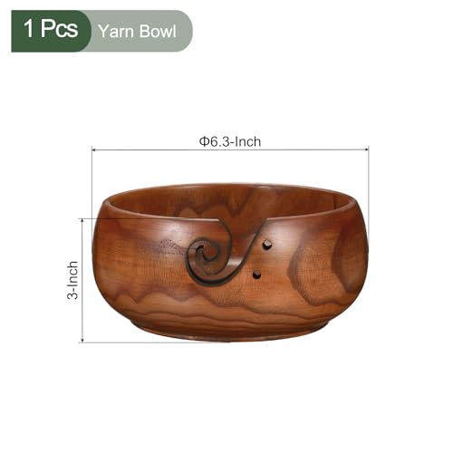 Image of YOKIVE Wooden Yarn Bowls for Crochet Bamboo Yarn Knitting Bowl for Mother Grandma Women Lover, 6.3 inch x 3 inch
