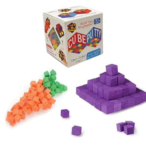 EVA Sticky Blocks 6 Colors STEM Math Sorting Toys Montessori Toys and DIY Craft Cube Blocks Cube Putty Toddler & Preschool Building Blocks Kids for Toddlers 3+
