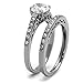 Marimor Jewelry His and Her 3 Piece Stainless Steel 1.39 Carat Cubic Zirconia Bridal Set and Men's Wedding Band