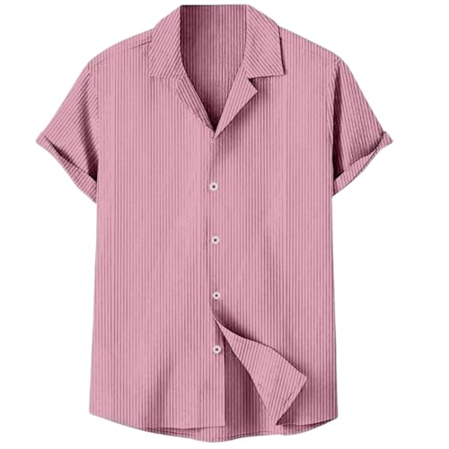 Image of MiraMichi Stylish Men's Regular Fit Half-Sleeve Corduroy Striped Casual Shirt - Perfect