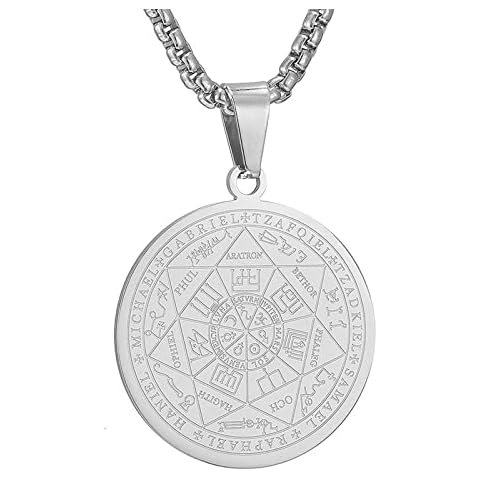 HCMA Punk Men's The Seal of The Seven Archangels Necklaces Male Stainless Steel Male Pendant Necklaces Amulet Jewelry Gift Cover