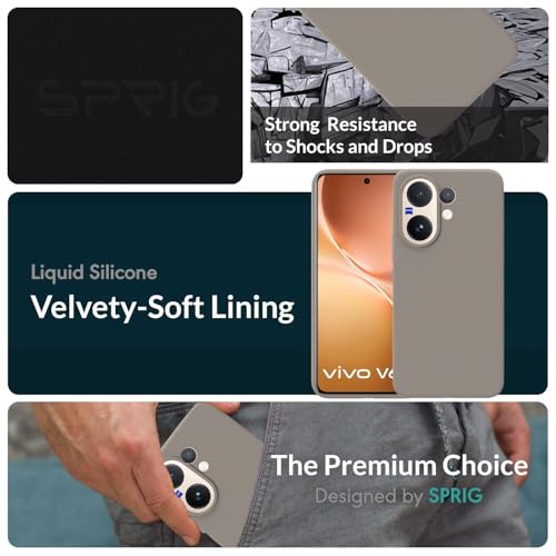 Image of SPRIG Compatible with Vivo V60 Premium SilkTone Back Cover Drop Tested Shock Proof Mobile Case for Men, Women, Boys and Girls with Camera Protection (Light Brown)