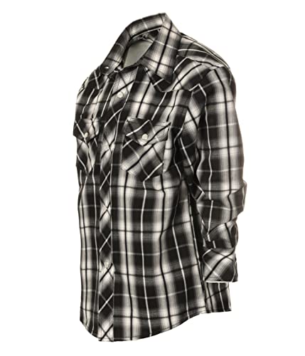 Image of Gioberti Boys Casual Western Plaid Long Sleeve Pearl Snaps Shirt