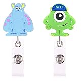 ZOEAST(TM) 2pcs Cartoon Cute Retractable Badge Reel, Holder for Office Work Nurses ID and Name Tag with Alligator Clip, 28 inch Cord Extension (Sulley Mike)