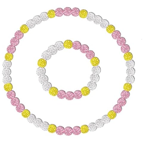 JERYAQTQ Baseball Necklace and Bracelet Set for Men Women 18in Rhinestone Clay Beaded Necklace Baseball Drip Accessories Gifts for Baseball Player Team Lovers Fans Cover