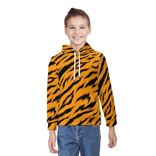 Tiger Pattern Hoodie Teenager Sweatshirt Pullover Hoodies Casual Loose Child Hooded Exercise Shirt Tops 7-18 Years2