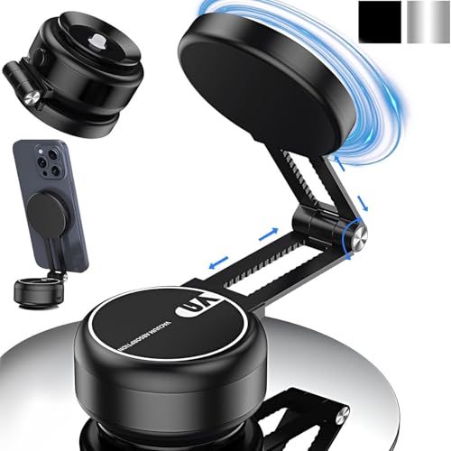 Electric Vacuum Magnetic Car Phone Mount Vacuum Suction Car Phone Holder Hands-Free Adjustable Foldable Magnetic Suction Cup Phone Mount Strong Magnetic Car Mount for Smooth Surface(New-Black)