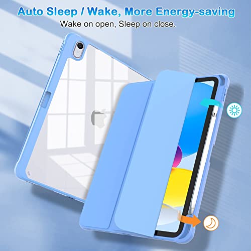 Image of ProElite Case Cover for Apple iPad (A16) 11th /10th Generation (2025 /2022), Transparent case Cover with Pencil Holder for iPad 11th /10th Gen 2025 /2022, Haze Blue