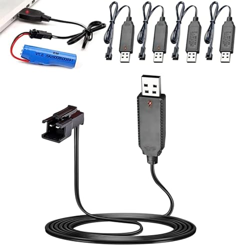 Image of 3.7V Lipo Battery Charger Cable, Kids Electric Car Charger, USB Charging Cord with SM-2P Plug & LED Indicator for RC Car, Drone, Toy Car, Tank, Trucks Nicd/Nimh/Lipo Batteries