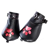 QUYUWOWO Dog Paw Crawl Glove Mittens Sparring Punching Glove Halloween Christmas Costume Accessories (Black&Red, One Size)