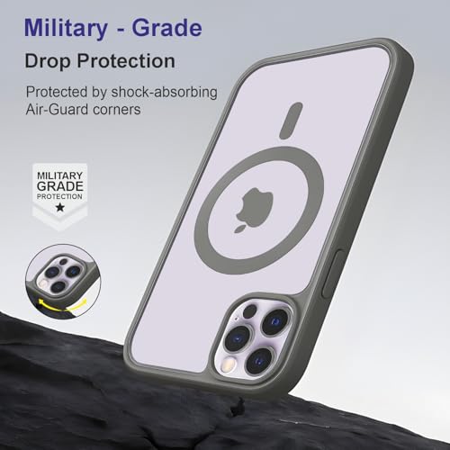 Image of AIBEX Clear Mag-Saf Case for iPhone 13 Pro | Strong Magnetic Lock, Anti-Yellowing Transparent Back, Military-Grade Drop Protection, Slim Lightweight Cover with Camera Guard - Grey