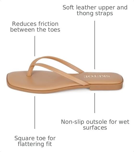 Image of Flip Flops Sandals for Women Square Toe Lightweight Thong Slides