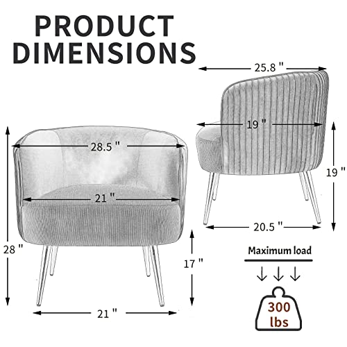 Mojay Barrel Accent Chair, Velvet Upholstered Club Chair With Golden Legs, Sofa Chair For Living Room (Grey) #TOP1