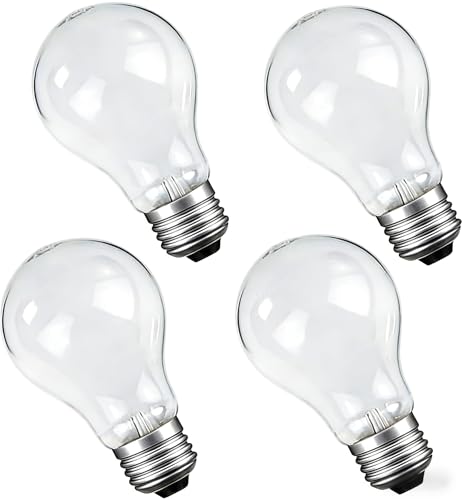 NABKRA 60 Watt Incandescent Light Bulbs A19 E26 60W Incandescent Bulb Dimmable 2700K Warm White Light Shatter-Resistant and Durable Bulb (4-Pack)