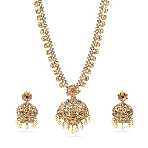 Image of Rubans American Diamond Zirconia Necklace Set Traditional Stylish Jewellery Gift for Women & Girls