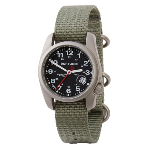 BERTUCCI® 36 mm Stainless Steel Field Watch - A-1S Super Field- Black Dial - Defender Drab Nylon Band 10602