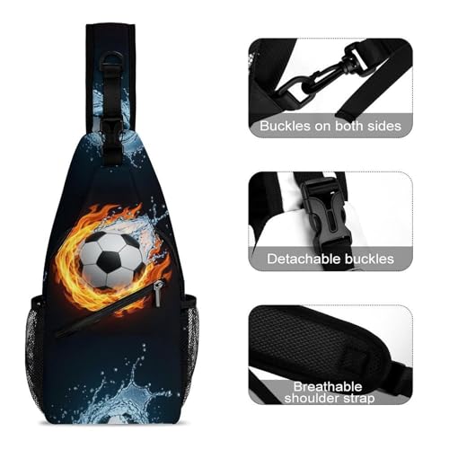 Fashion Dress Decor Sling Backpack Shoulder Bag, Day Pack, Chest Shoulder Bag For Travel Shopping Water Fire Soccer Football3