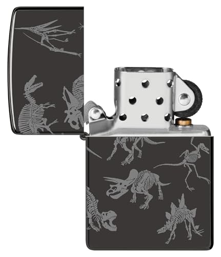Encendedor Zippo Dinosaur Skeletons Negro Brillante miniatura 4
