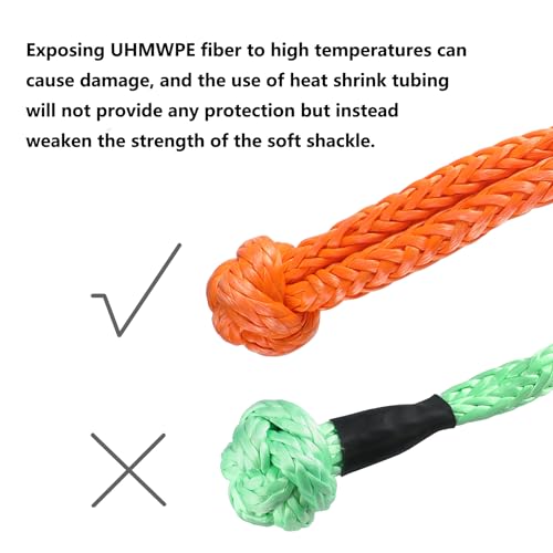 Image of Ucreative 2Pcs Synthetic Soft Shackle 1 /2 Inch x 22 Inch (56,000lbs Breaking Strength) with Extra Sleeves (Orange)