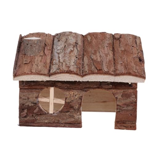 Casa de madera para hámsters transpirable con chimenea 14x12cm 2