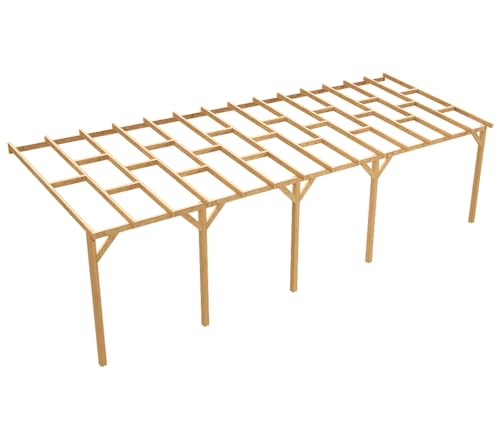 Wood&Play - Carport Überdachung oder Terrassenüberdachung, Einzelcarport aus Holz, Abstellplatz Holz Pavillon, wandseitig - aus langlebigem Kiefernholz - 300x858 cm