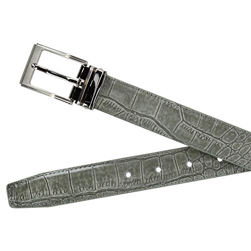 CTM Big & Tall Leather Croc Print Dress Belt with Clamp On Buckle2