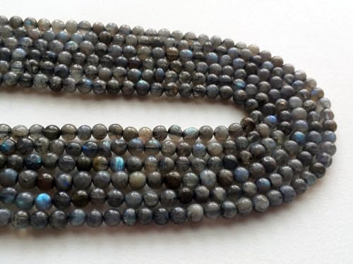 Labradorite perles 5mm de qualité gemme reflets bleus intenses pour bijoux - 3