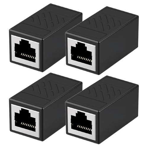 yimeizhiguang RJ45 Coupler F-F Ethernet Extension Adapter for Cat7/Cat6/Cat5e /Cat5 Cables - 10Gbps High-Speed Secure Locking Connector Plug & Play LAN Network Joiner (4 Pack) with Thunder Protection