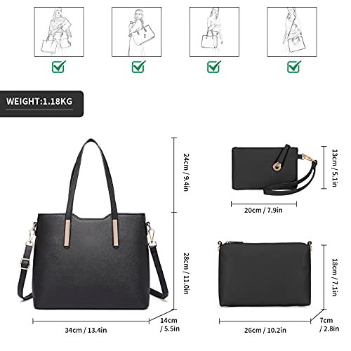 Miss Lulu 3 Pezzi Borsa a Mano Set Moda Borsa a Tracolla Pratica Borsa da Polso con Tracolla