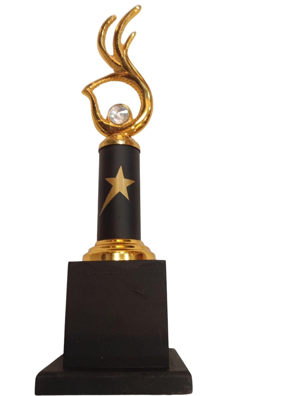 KKSM - Golden Winner Single Diamond Glass Trophy with Wooden Base – Leadership, Business Service & Corporate Employee Recognition Award, Promotional Event Trophy-picture-18
