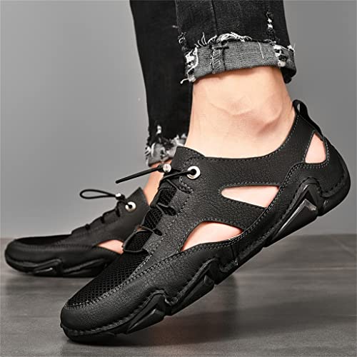 Leather Mens Sandals Breathable Mesh Casual Shoes Men Outdoor Beach Sandals Men Slippers4