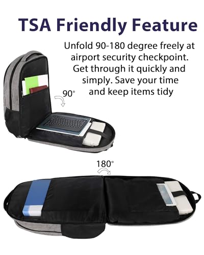 Image of MATEIN Extra Large Laptop Backpack 18.4 Inch, Airplane Approved Travel Backpack with Luggage Strap and Anti Theft Pocket, 50 L College Computer Carry On, Gifts for Business Work Men, Grey Black