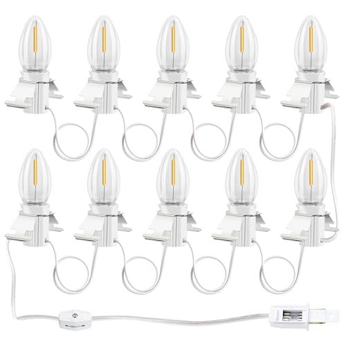 Christmas Village Lights with 10LED Bulb C7 Accessory White Cord Clip Light