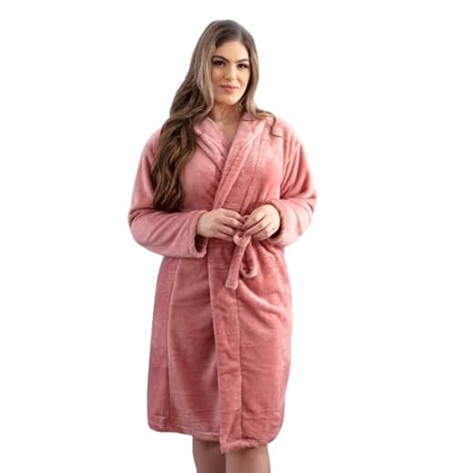 Roupão de Banho Microfibra Unissex Feminino Masculino Adulto para o Frio Dormir Tamanho Único (Rose)
