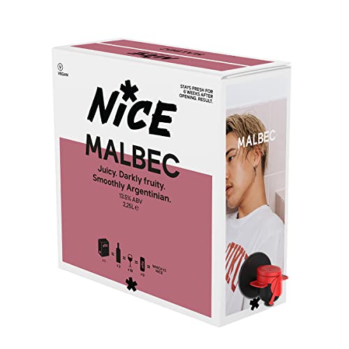 NICE - Malbec Wine in a Box - Quality Juicy Argentinian Malbec Wine - Vegan - Recyclable - 2.25L box