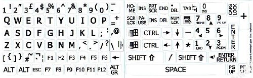 Pegatinas de teclado inglés UK con letras mayúsculas blancas miniatura 3