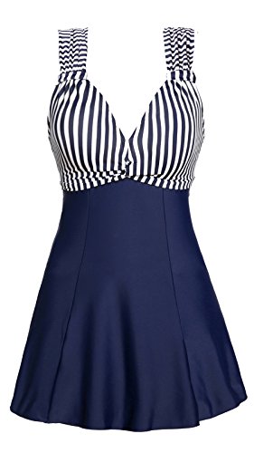 MiYang Women's One Piece High Waist Shaping Body Swim Dress Spa Swimwear, Dark