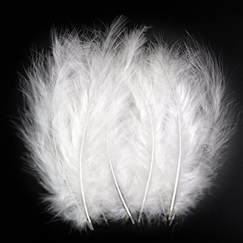 50pcs 4-6 Inches Fluffy White Turkey Marabou Feathers for Crafts Colored Feathers Accessories Pack