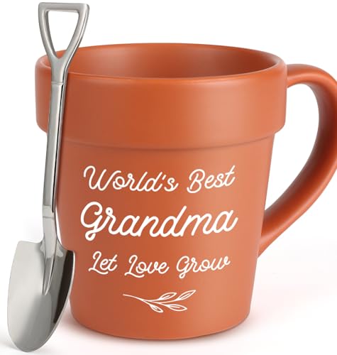 YUEYUQIU Funny Gardening Gifts for Grandma from Granddaughter - HandMade Mug Gifts for Grandma Unique, Birthday Gift for Grandmother from Grandson and Grandkids - Gardening Coffee Mug