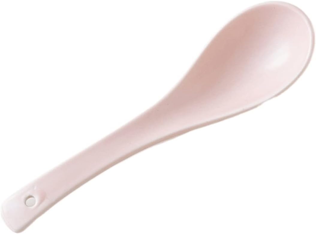 Soup Spoon, Creative Ceramic Spoon for Home, Bowl, Drinking Spoon, Small Dessert Spoon, Pink Soup Ladle (White)